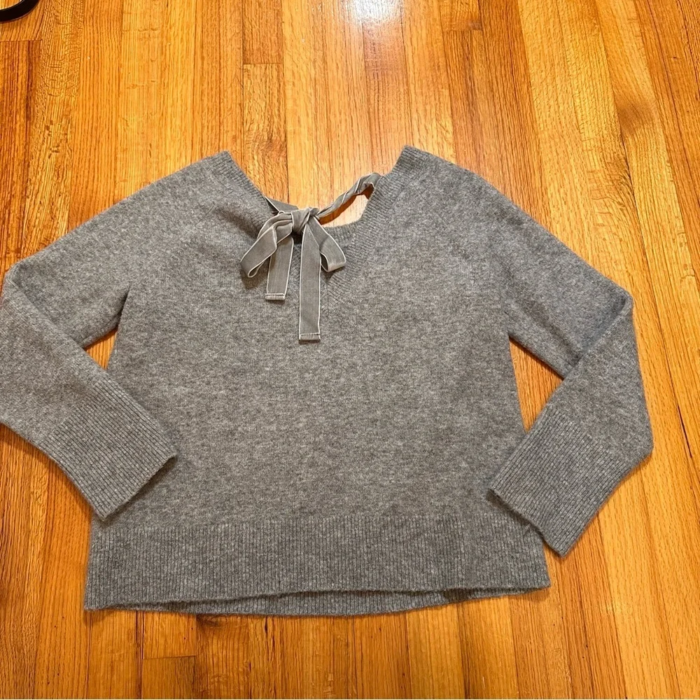 J.Crew Voletta V-back sweater with velvet tie Grey Size S (n)